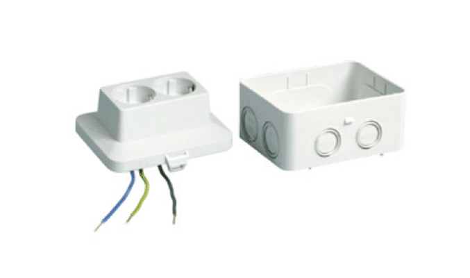 Kit caja 1 enchufe doble schuko con obturador de seguridad - MMConecta