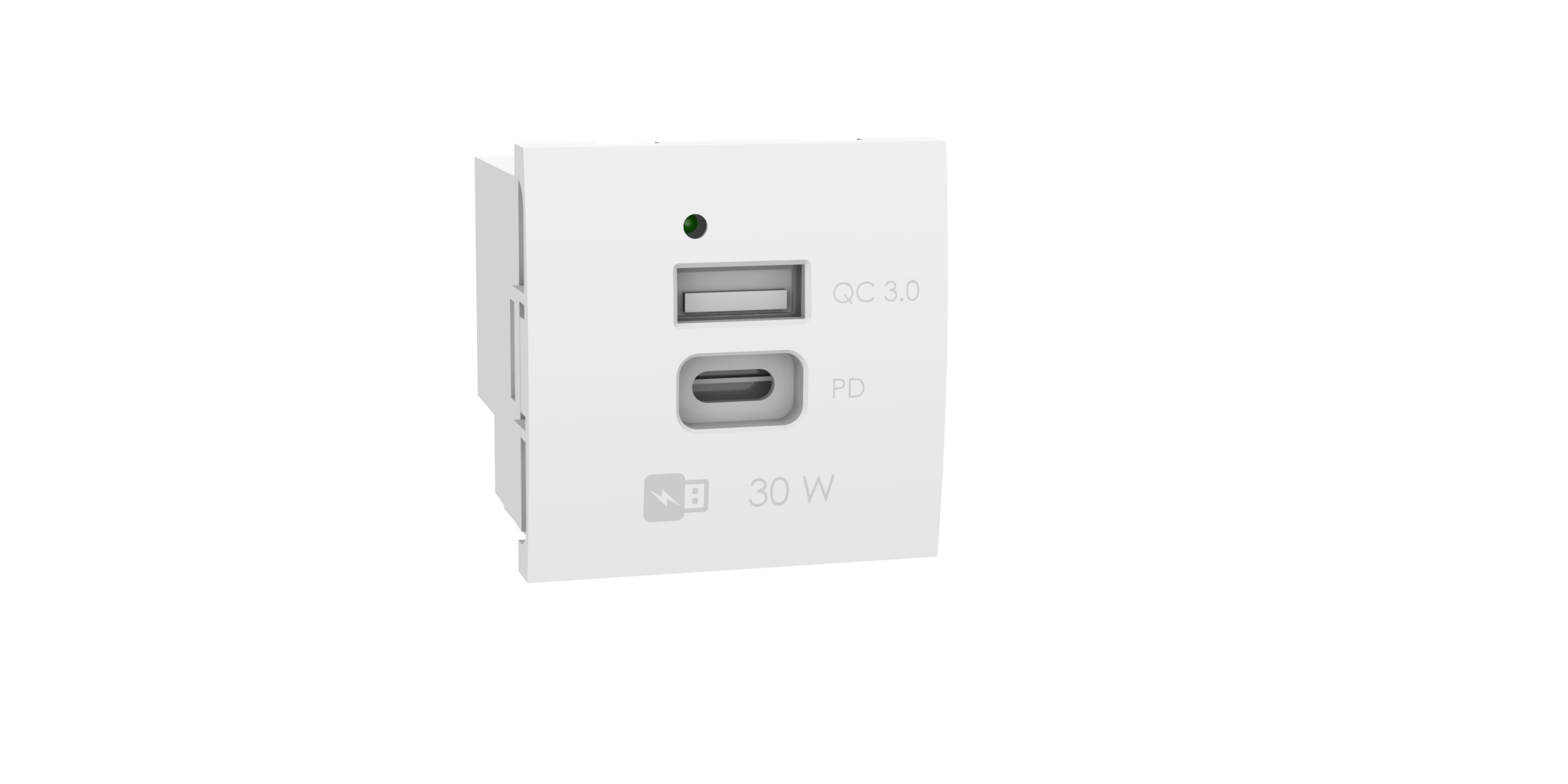 Módulo 45×45 cargador doble USB A+C 30W con PD y QC 3.0